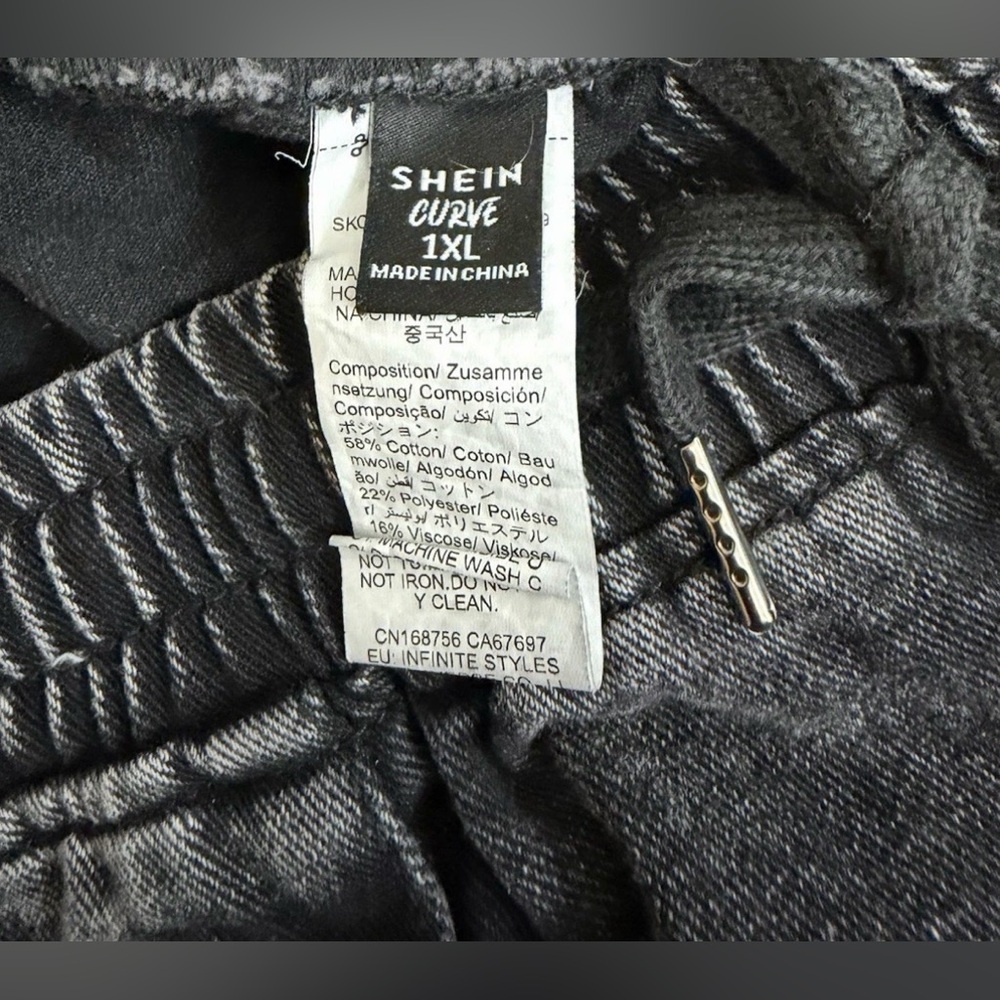 SHEIN Curve Women’s Black Wash Cargo Denim Drawstring Joggers Plus Size 1X - Picture 9 of 9